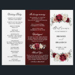 Burgundy Champagne Ivory Mauve Wedding Program<br><div class="desc">Elegant Burgundy Red,  Champagne ivory earthy floral theme wedding program featuring elegant bouquet of Burgundy,  champagne ivory colour roses peonies  and sage green eucalyptus leaves. Please contact me for any help in customization or if you need any other product with this design.</div>