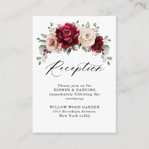 Burgundy Champagne Ivory Mauve Wedding Reception Enclosure Card