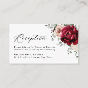 Burgundy Champagne Ivory Mauve Wedding Reception Enclosure Card