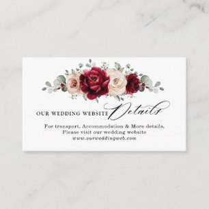 Burgundy Champagne Ivory Mauve Wedding Website Enclosure Card