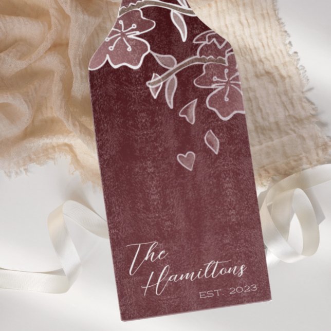 Burgundy Cherry Blossom Custom Established Year Cutting Board (Creator Uploaded)