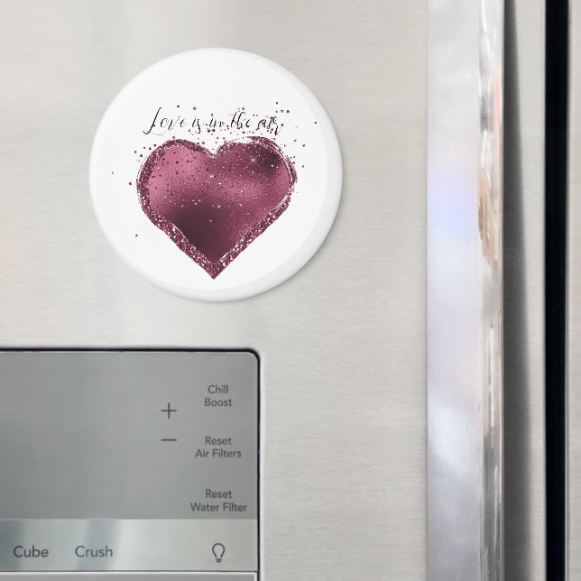 Burgundy Cherry Glitter Sparkle Heart Love  Magnet (In Situ (Fridge))