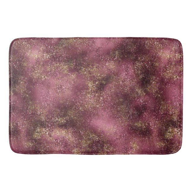 Burgundy Cherry Gold Glitter Glitz         Bath Mat (Front)