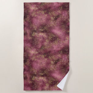 Burgundy Cherry Gold Glitter Glitz Beach Towel