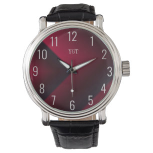 Burgundy Chevron Design Men's Watch