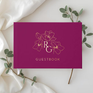 Burgundy   Chic Monogram Wedding Guest Book