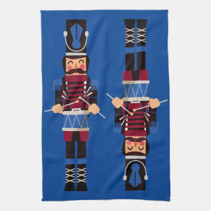 Burgundy Christmas Nutcracker Drummers Kitchen Towel