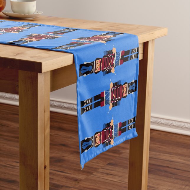 Burgundy Christmas Nutcracker Drummers Medium Table Runner (In Situ)