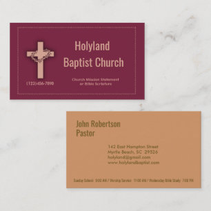Burgundy Church Cross Thorn Crown Business Cards