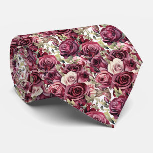 Burgundy Cinnamon Wine Roses Tie