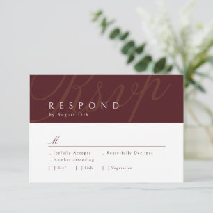 Burgundy Classic Elegance Calligraphy Wedding RSVP Card