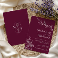Burgundy Classic Minimalist Modern Boho Wedding