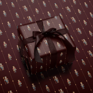 Burgundy classic nutcracker wrapping paper