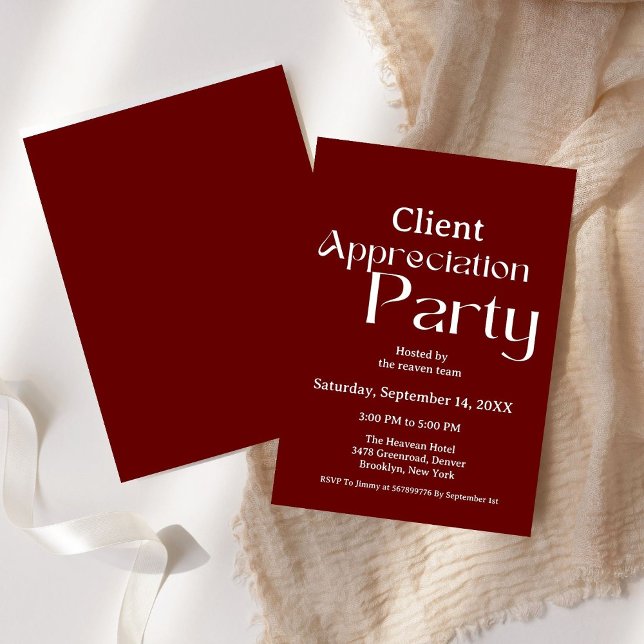Burgundy client appreciation party grateful  invitation (Creator Uploaded)
