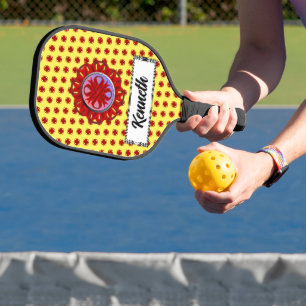 Burgundy Clover Ribbon by Kenneth Yoncich Pickleball Paddle