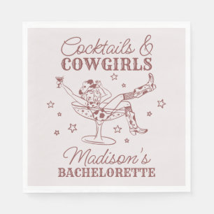 Burgundy Cocktails and Cowgirls Rodeo Bachelorette Napkin