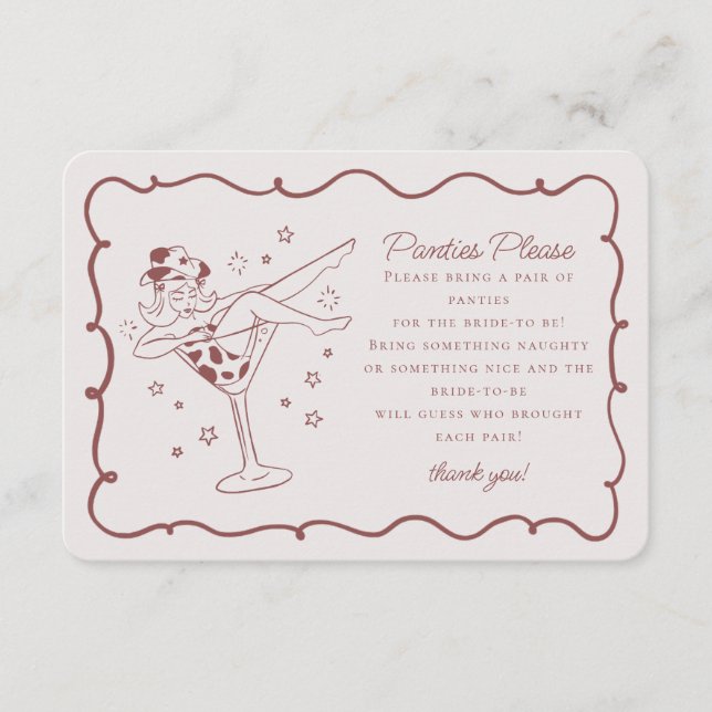 Burgundy Cocktails Cowgirls Panties Please Insert (Front)