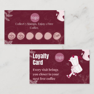 Burgundy Coffee Loyalty Stamp Card
