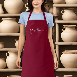burgundy colour-elegant  personalized apron