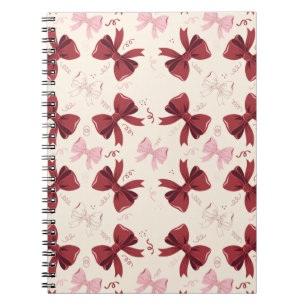 Burgundy Coquette Bow Pattern Notebook