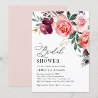 Burgundy & Coral Peach Floral Bridal Shower