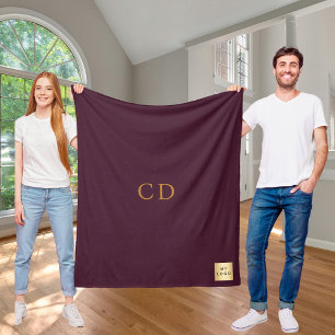 Burgundy corporate logo company monogram luxury fleece blanket