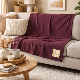 Burgundy corporate logo custom company gift fleece blanket