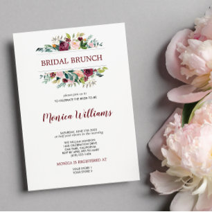 Burgundy Country Bloom Bridal Brunch Wedding Invitation