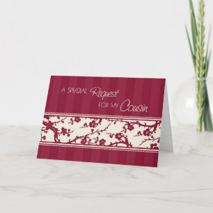 Burgundy Cousin Maid of Honor Invitation Card