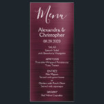 Burgundy Cranberry Modern and Elegant Wedding Menu<br><div class="desc">Burgundy Cranberry Purple Modern Faux Metallic Stainless Steel Wedding Menu. This girly modern Marsala and White Script Wedding Menu can be customized to include the names of the Bride and Groom, the wedding date and the wedding dinner menu options. This Menu is part of a matching wedding collection and additional...</div>