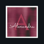 Burgundy Cranberry Monogram Initial Wedding Napkin<br><div class="desc">Burgundy Cranberry Elegant Monogram and Initial Wedding Napkins. These Purple Marsala Birthday Party,  Wedding,  Bridal Shower or Bachelorette Party Napkins can be customized to include your initial and first name.</div>