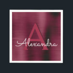 Burgundy Cranberry Monogram Initial Wedding Napkin<br><div class="desc">Burgundy Cranberry Elegant Monogram and Initial Wedding Napkins. These Purple Marsala Birthday Party,  Wedding,  Bridal Shower or Bachelorette Party Napkins can be customized to include your initial and first name.</div>