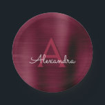 Burgundy Cranberry Monogram Party Plates<br><div class="desc">Burgundy Cranberry Purple Elegant Birthday or Bachelorette Party or Bridal Shower Plates. These Purple Birthday Party or Wedding Plates can be customized to include your initial and first name.</div>