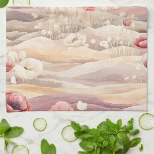 Burgundy Cream Blush Floral Bridal Shower Kitchen Towel