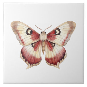 Burgundy Cream Butterfly Tile