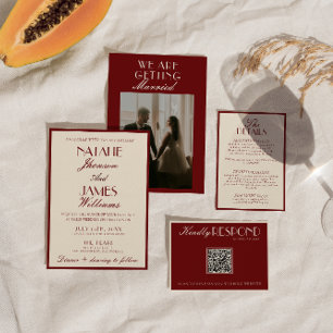 Burgundy Cream Classy Luxury Old Money Wedding Invitation