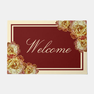 Burgundy & Cream Elegance 24"x36" Door Mat