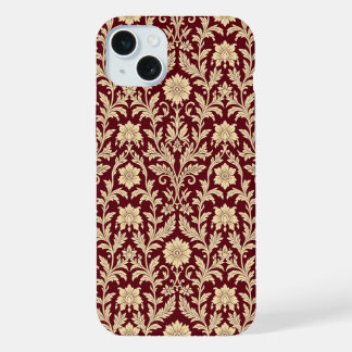 Burgundy Cream Floral Damask iPhone Case