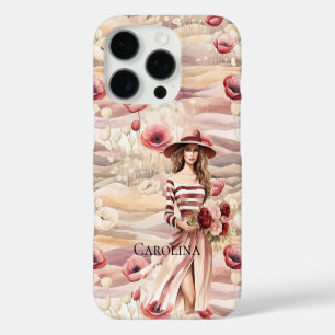 Burgundy Cream Floral Spring Woman iPhone 16 Pro Case