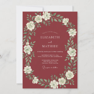 Burgundy Cream Floral Wedding Invitation