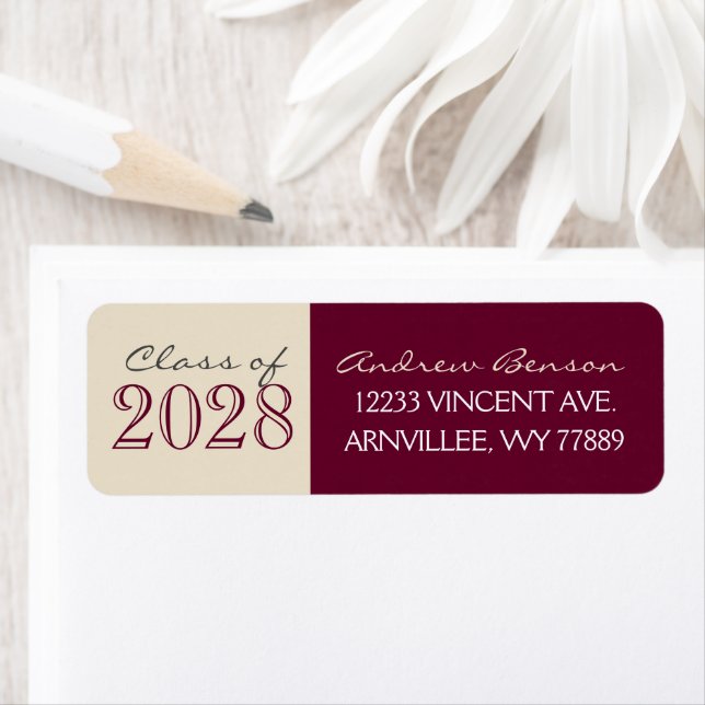 Burgundy & Cream Graduation Return Address Labels (Insitu)