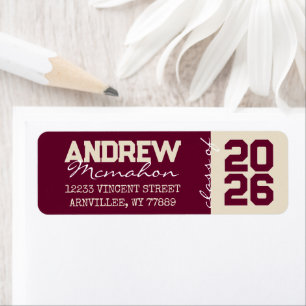 Burgundy & Cream Graduation Return Address Labels