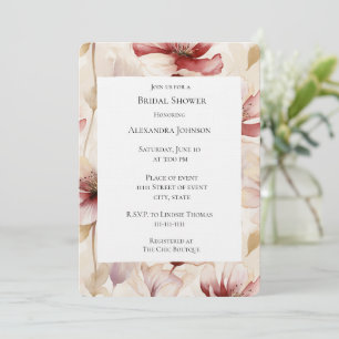 Burgundy Cream Lavender Floral Bridal Shower Invitation