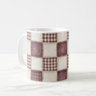 Burgundy Cream Plaid Stripes   Coffee Mug