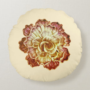 Burgundy & Cream (Primary) Rosette Elegance Round Round Pillow