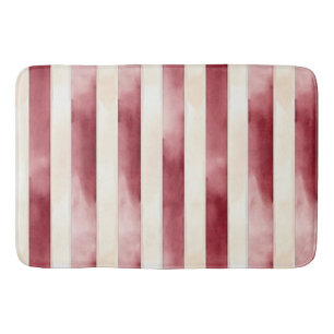 Burgundy Cream Stripes  Bath Mat