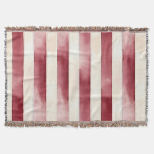 Burgundy Cream Stripes  Throw Blanket