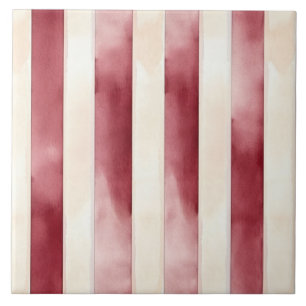 Burgundy Cream Stripes  Tile