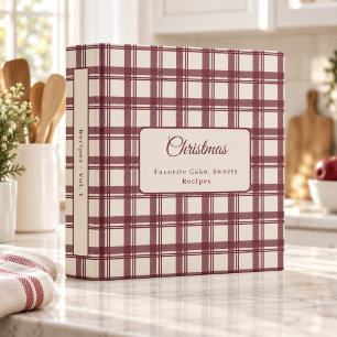 Burgundy Cream Tartan Christmas recipe Binder