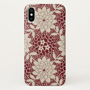burgundy creme floral lattice damask Case-Mate iPhone case